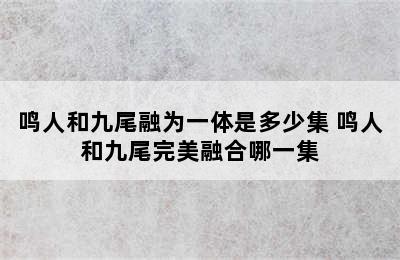 鸣人和九尾融为一体是多少集 鸣人和九尾完美融合哪一集